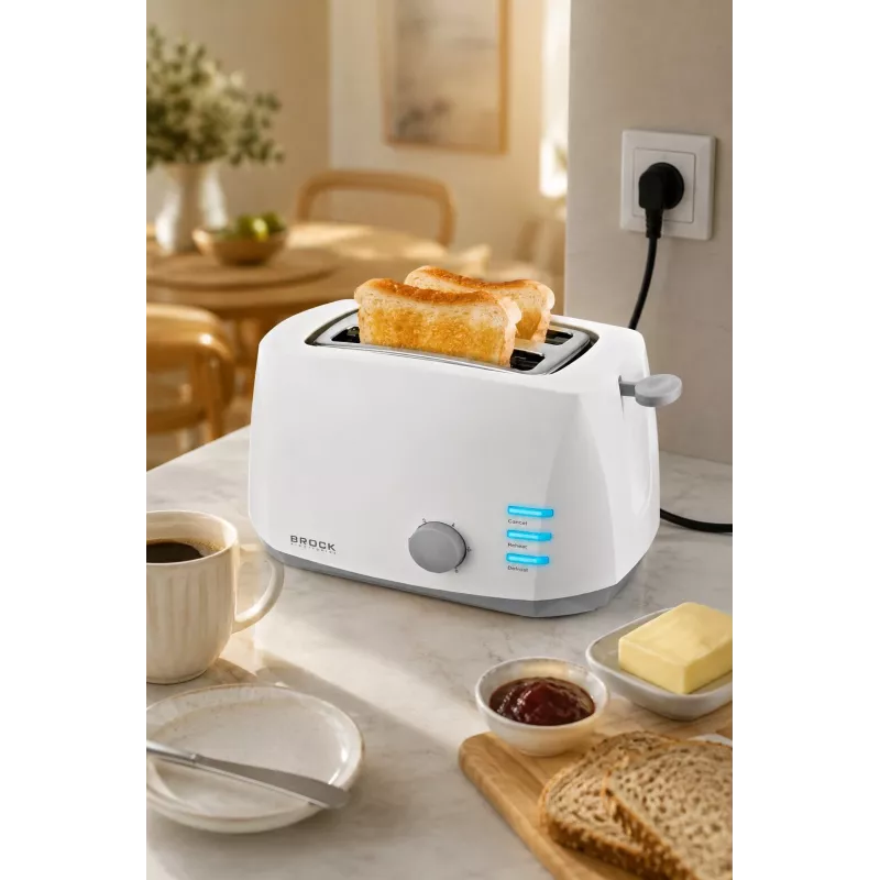 Brock BT 1002 WH Tostadora 800W, blanco