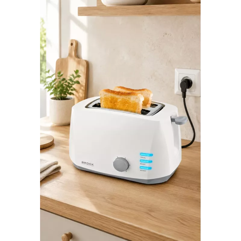 Brock BT 1002 WH Tostadora 800W, blanco