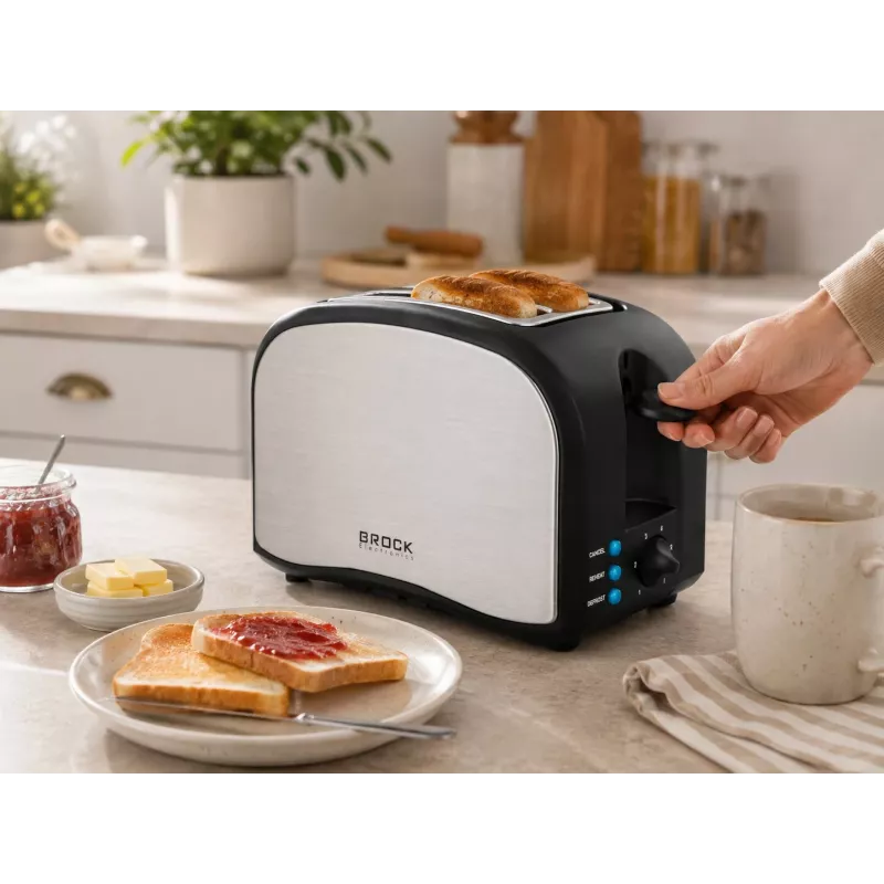Brock BT 1003 SS Tostadora 800W, Negro/Acero inoxidable
