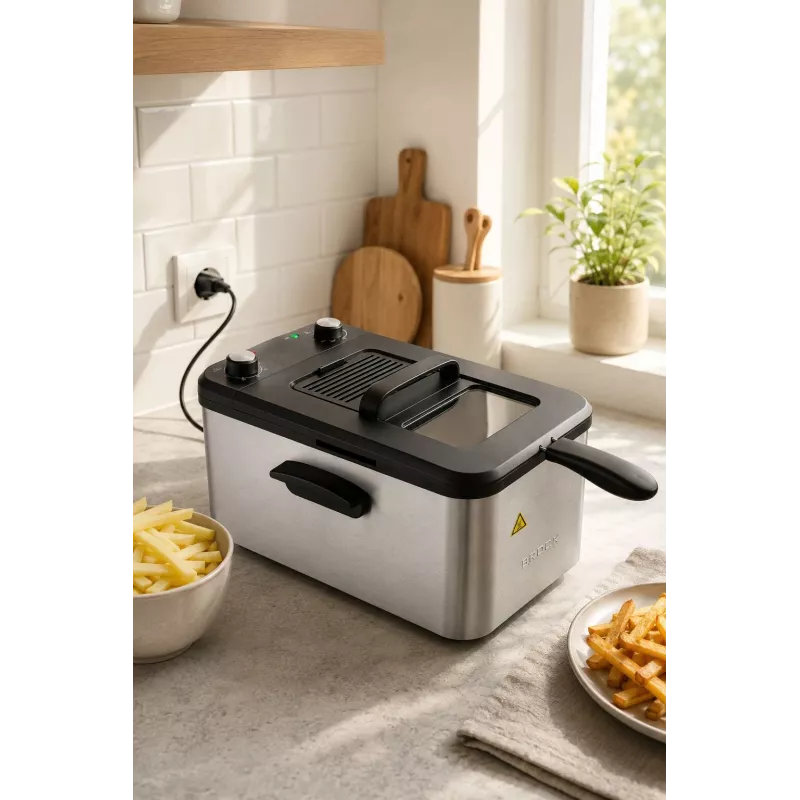 Brock DF 3001 SS Freidora 3,2L 2200W Negro/Acero inoxidable