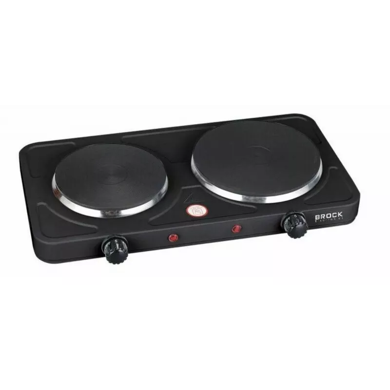 Brock EP 200 BK Placa eléctrica de dos fuegos, 2500 W, negro