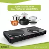 Brock EP 200 BK Placa eléctrica de dos fuegos, 2500 W, negro