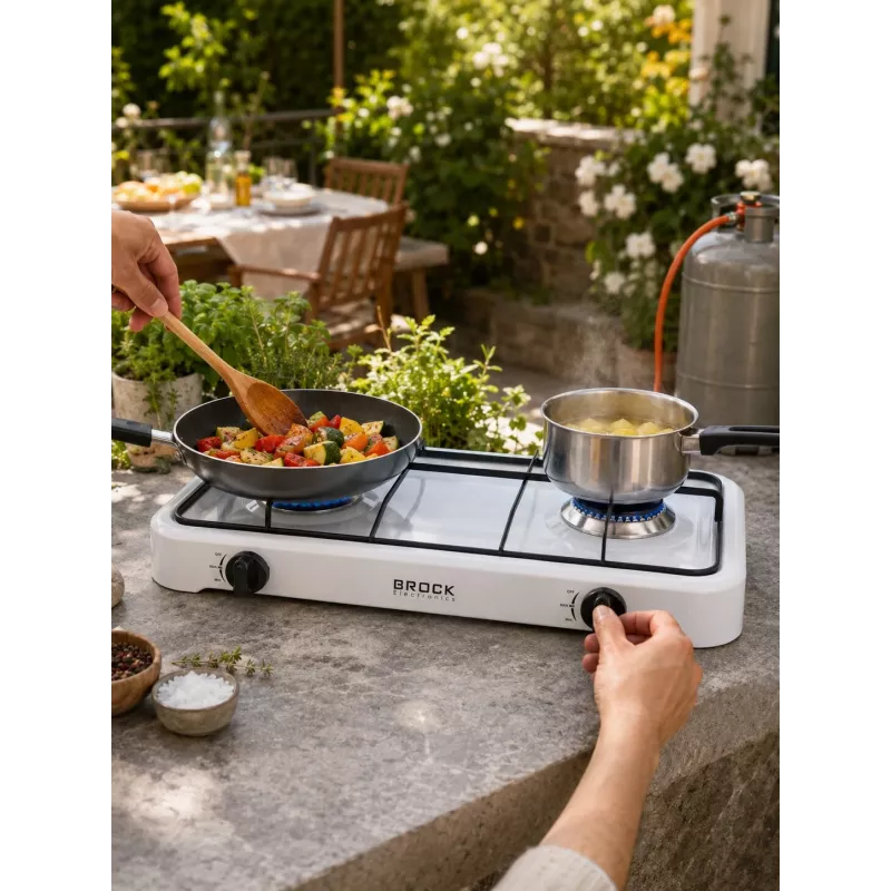 Brock GS 002 W Cocina de gas de dos fuegos, blanco