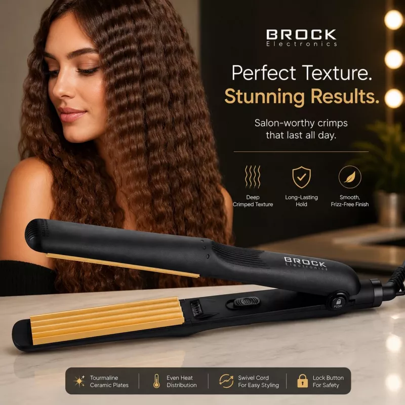 Crimper de pelo de cerámica Brock HC 2001 BK, 25 W, negro