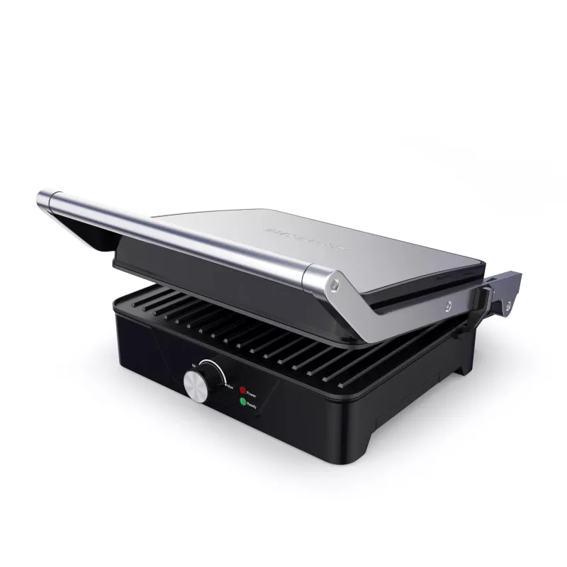 Brock HCG 5000 SS Parrilla eléctrica de contacto 2000W, Negro/Acero