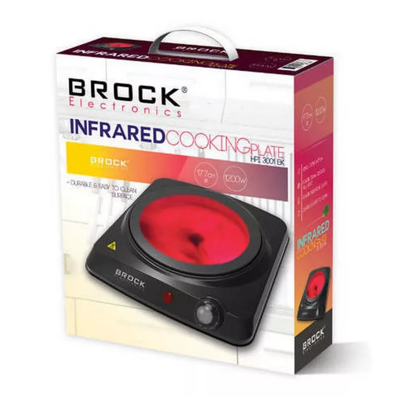 Placa de cocción de una zona Brock HPI 3001 BK 1200W, 17,7 cm, negro
