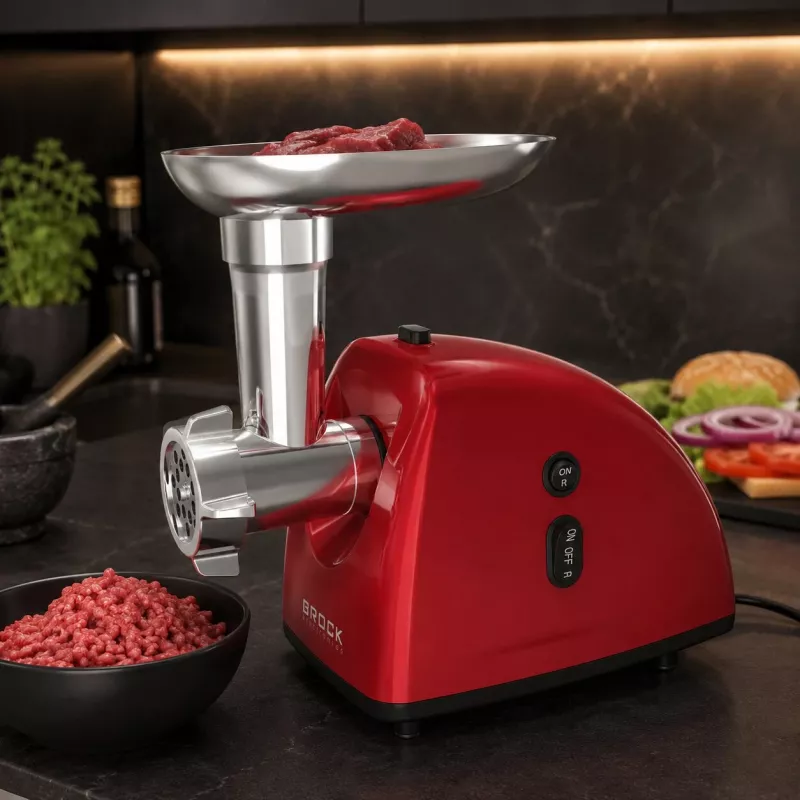Brock MG 1502 RD Picadora de carne 1500W, Rojo/Acero