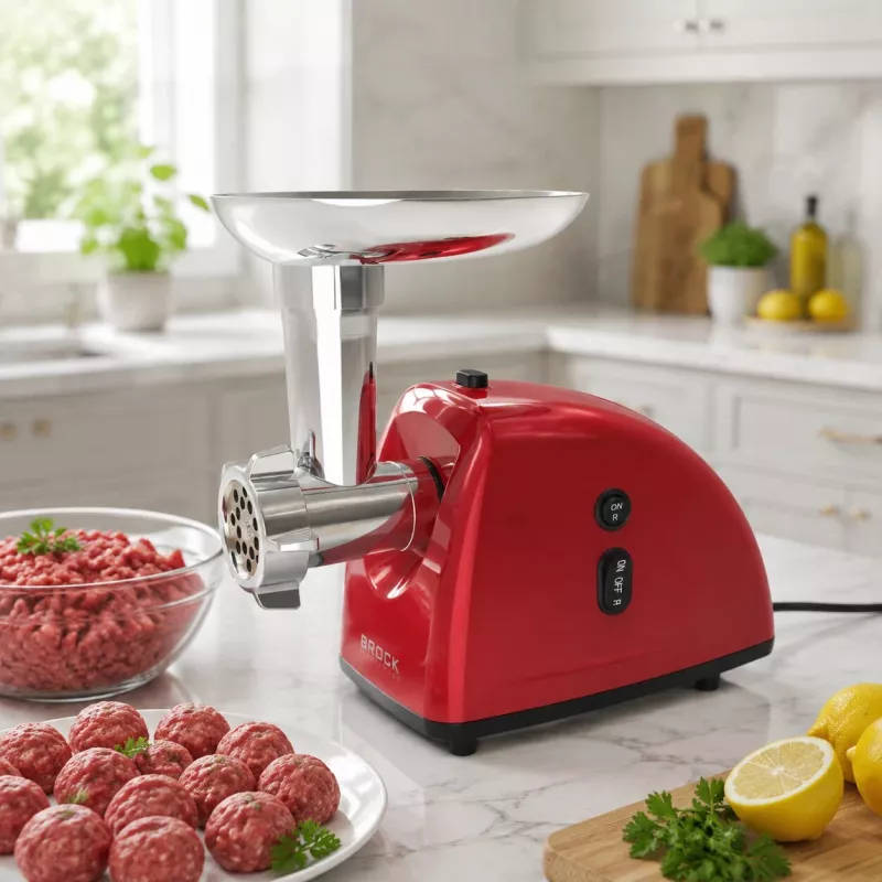 Brock MG 1502 RD Picadora de carne 1500W, Rojo/Acero