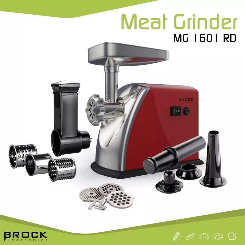 Brock MG 1601 RD picadora de carne 1400W, rojo/acero