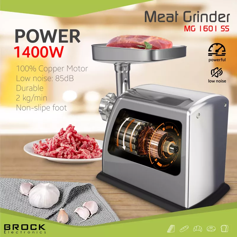 Brock MG 1601 SS picadora de carne 1400W, rojo/acero