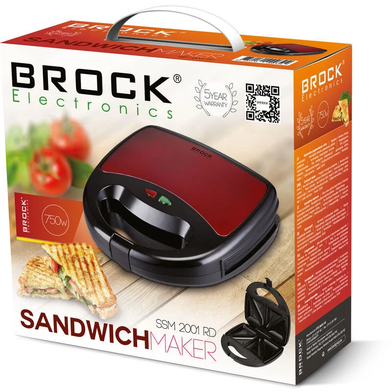 Brock SSM 2001 RD Tostadora de sándwiches 750W Rojo