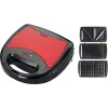 Brock SSM 2003 RD Sandwichera, gofrera y parrilla 3 en 1, 750 W, Negro/Rojo