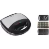 Brock SSM 2004 SS Máquina 3 en 1 para sándwiches, gofres y pastas de nuez, 750W, Negro/Acero inoxidable