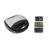 Brock SSM 2004 SS Máquina 3 en 1 para sándwiches, gofres y pastas de nuez, 750W, Negro/Acero inoxidable