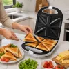 Brock SSM 3008 WH Sandwichera XXL de 8 bocadillos, 1400W, Placas triangulares antiadherentes, Mango frío, Cierre de seguridad, Almacenamiento vertical, Blanco