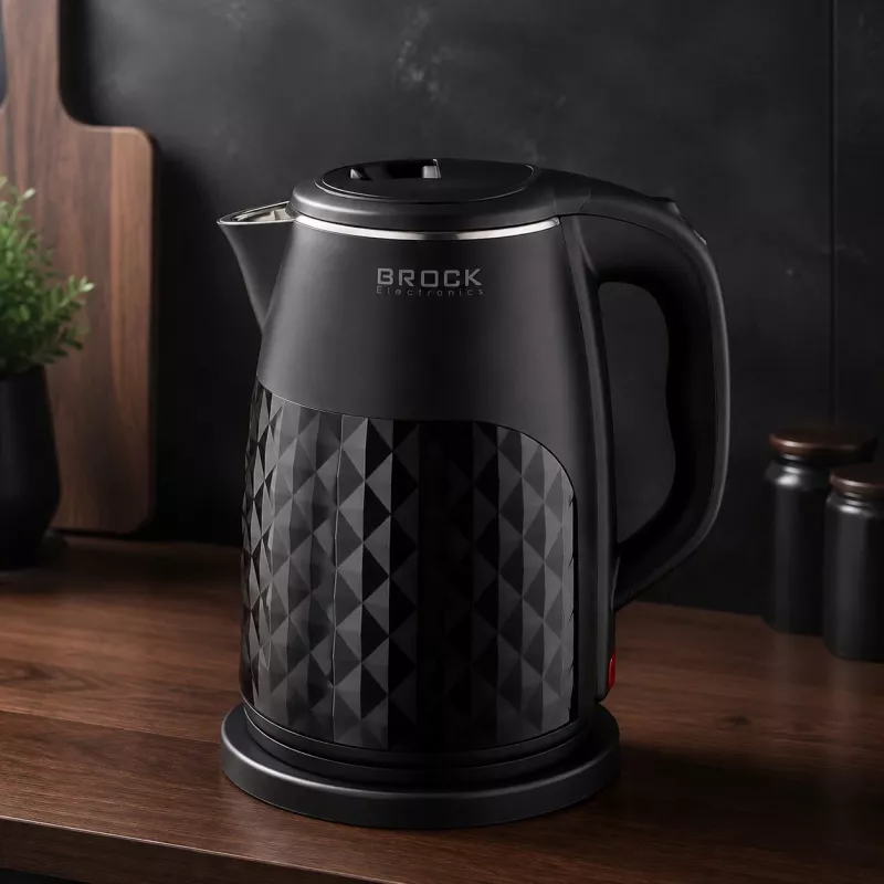 Brock WK 0618 BK Hervidor eléctrico de doble pared 1,8L 1500W, negro