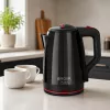 Brock WK 5518 BK Hervidor eléctrico 2,0L 1500W negro con base inalámbrica 360°