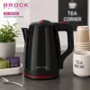 Brock WK 5518 BK Hervidor eléctrico 2,0L 1500W negro con base inalámbrica 360°