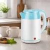 Brock WK 5521 WH Hervidor eléctrico 1,8L 1500W blanco/azul con base 360°