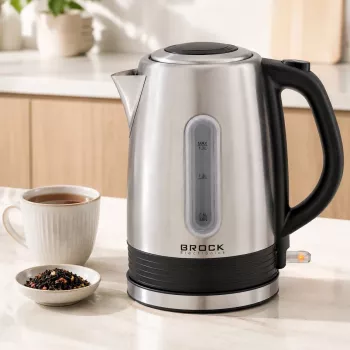 Brock WK 9903 SS Hervidor eléctrico 1,7L 2200W Negro/Acero inoxidable con base 360°