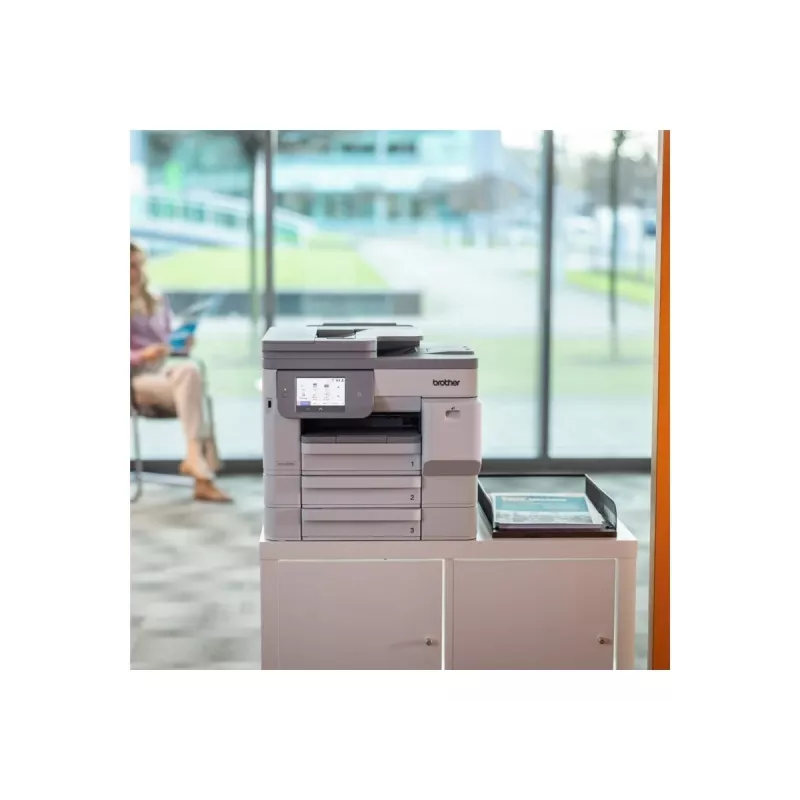 Impresora multifunción de inyección de tinta color A3 Brother MFC-J5117DW con impresión, copia, escaneo, fax, dúplex, Wi-Fi, Ethernet, USB, bandeja de papel de 250 hojas, ADF de 50 hojas, pantalla táctil, Blanco