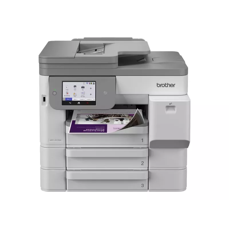 Impresora multifunción de inyección de tinta color A3 Brother MFC-J5117DW con impresión, copia, escaneo, fax, dúplex, Wi-Fi, Ethernet, USB, bandeja de papel de 250 hojas, ADF de 50 hojas, pantalla táctil, Blanco