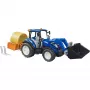 Tractor BRUDER New Holland T5.120 con cargador frontal, caja de carga y horquillas 1:16