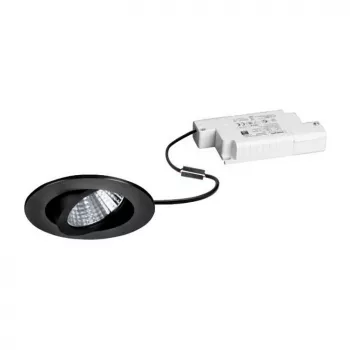 BRUMBERG DAMITA foco LED empotrable redondo 6W 480lm 3000K blanco cálido IP65 negro orientable 30° regulable por corte de fase 230V