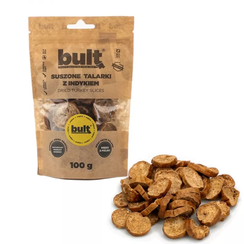 BULT Tiras de pavo secas Snack para perros 100 g – Snack de entrenamiento sin cereales y rico en proteínas