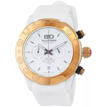 BULTACO H1PW43C-CW1 Reloj analógico de cuarzo de mujer 43mm correa de piel blanca