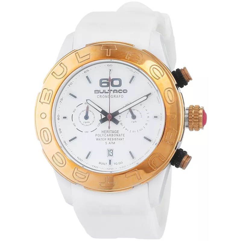 BULTACO H1PW43C-CW1 Reloj analógico de cuarzo de mujer 43mm correa de piel blanca