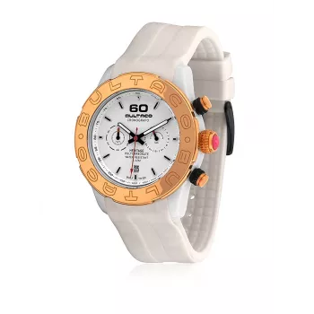 BULTACO H1PW43C-CW1 Reloj analógico de cuarzo de mujer 43mm correa de piel blanca