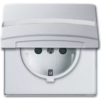 Busch-Jaeger 2064-0-0300 base de enchufe Schuko, 2P+E, 16A, 250V, IP44, plata