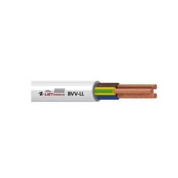 Cable de instalación fija BVV-LL 3 conductores 1,5 mm² blanco PVC 25 m rollo
