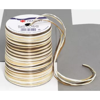 C.E. Pattberg cinta de regalo de rafia mate marrón/crema 10mm x 20m