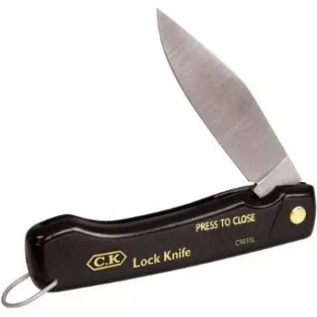 C.K Tools C9035L cuchillo plegable de electricista con hoja puntiaguda, 110 mm de longitud cerrada