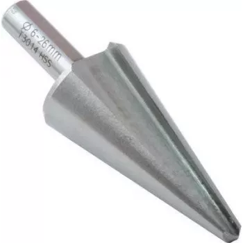 C.K Tools T3014 Broca escalonada HSS 6-26 mm, 10 escalones, vástago de 3 caras, 80 mm de longitud