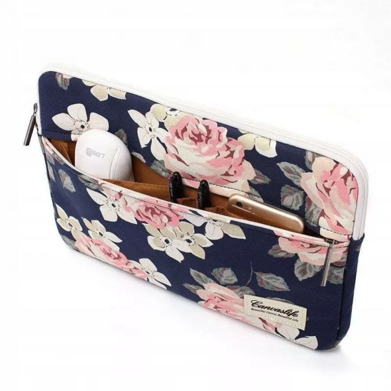 Canvaslife Funda para portátil de 13-14 pulgadas - blanca y rosa