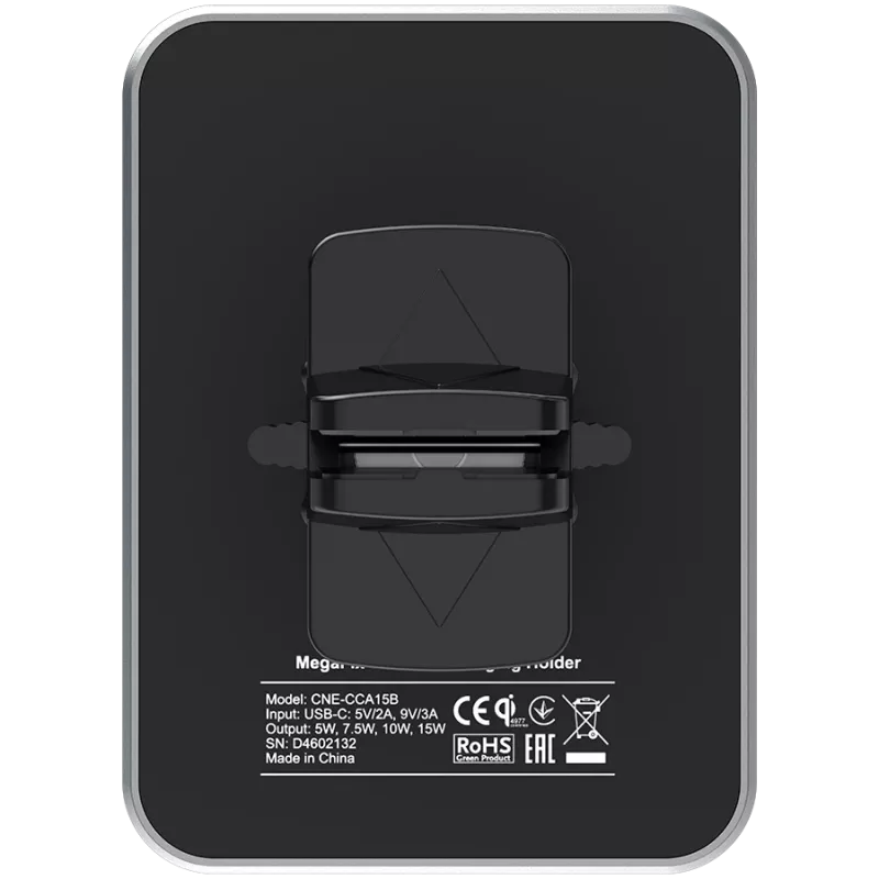 CANYON CH-15 Soporte para coche y cargador inalámbrico MegaFix, 15W, USB-C, negro