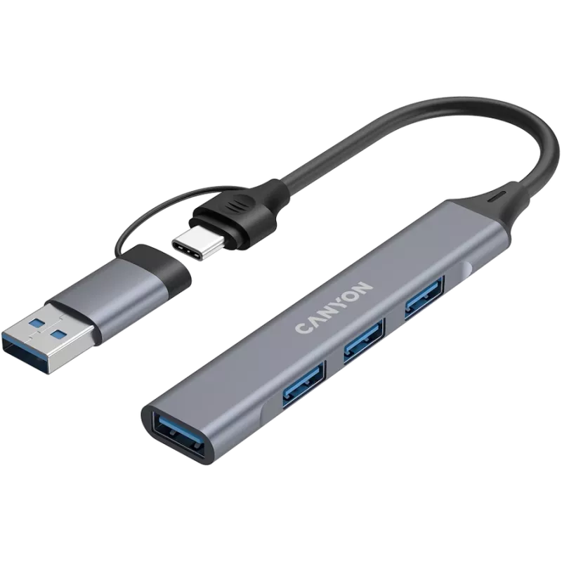 CANYON DS-02 hub USB-A/C 4 en 1, gris