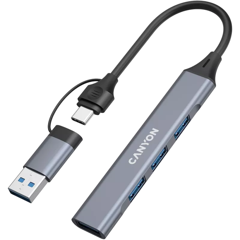 CANYON DS-02 hub USB-A/C 4 en 1, gris