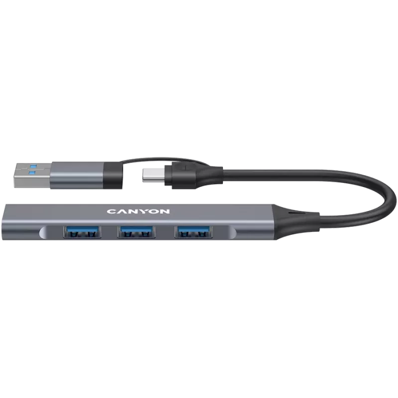 CANYON DS-02 hub USB-A/C 4 en 1, gris