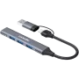 CANYON DS-02 hub USB-A/C 4 en 1, gris