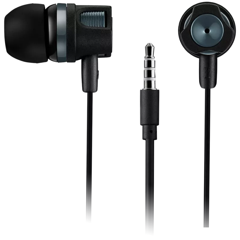 CANYON EP-3 Auricular in-ear con micrófono, cable plano de 1,2 m, gris oscuro