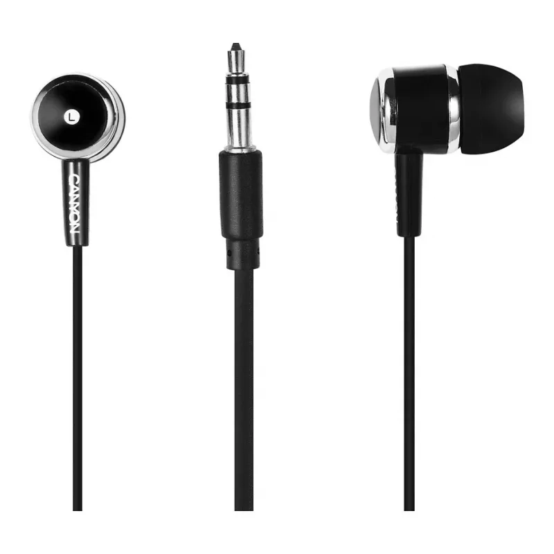 CANYON EPM-01 Auricular in-ear con cable y micrófono, cable de 1,2 m, negro