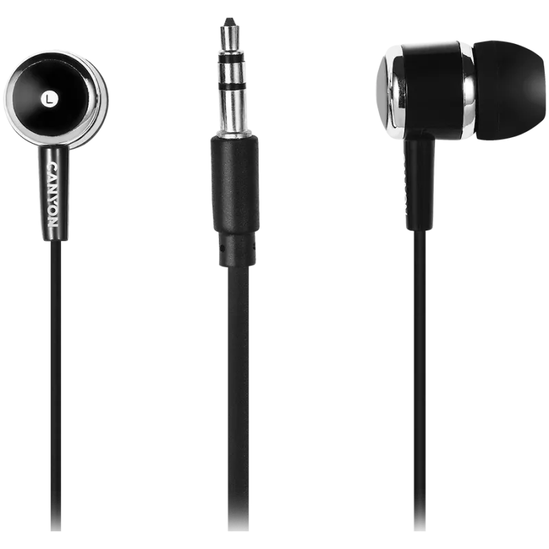 CANYON EPM-01 Auricular in-ear con cable y micrófono, cable de 1,2 m, negro