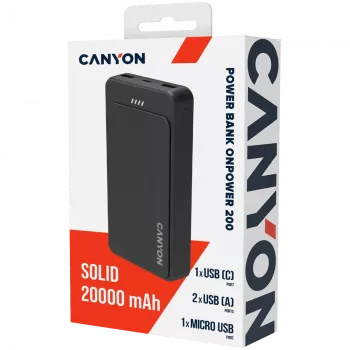 CANYON OnPower 200 Batería externa 20000mAh negra