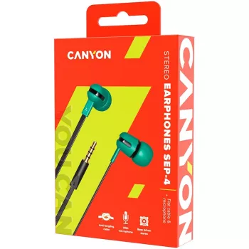Auriculares estéreo con micrófono Canyon SEP-4, cable plano de 1,2 m