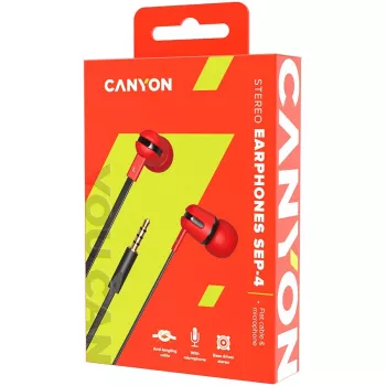 Canyon SEP-4 Auriculares estéreo con micrófono 3,5 mm Rojo