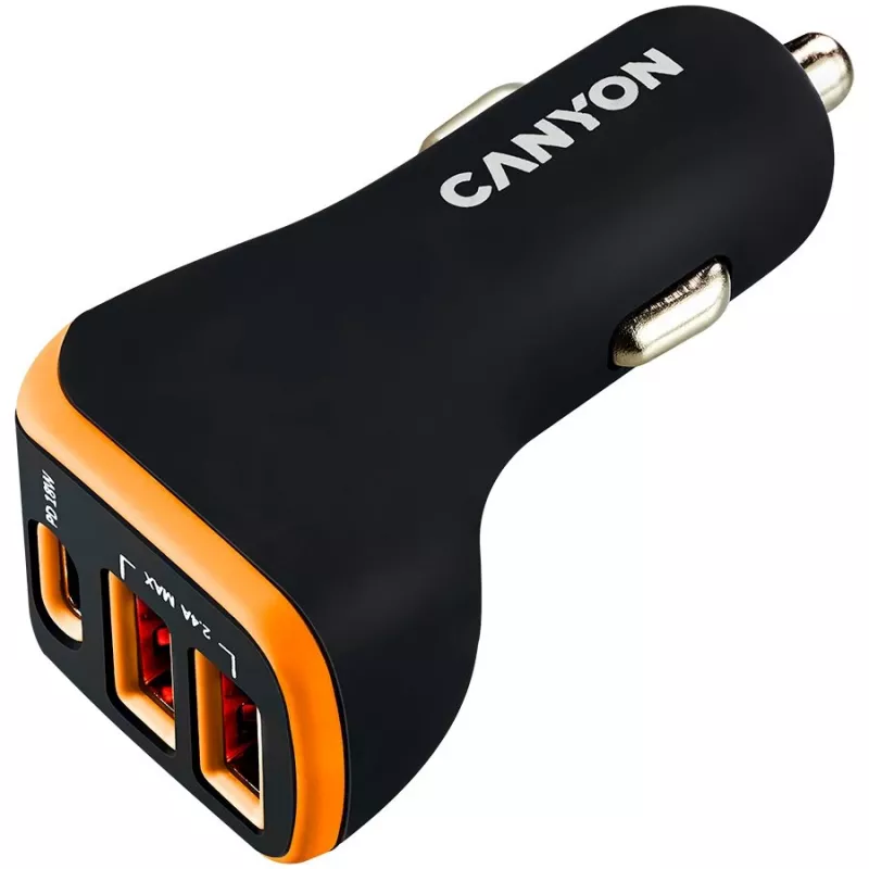 Canyon Adaptador de coche universal 3xUSB entrada 12V-24V salida DC negro